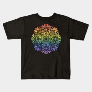 Gradient Rainbow Mandala Kids T-Shirt